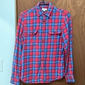Sonoma Men’s Size Small Long Sleeve Plaid Flannel Button-Up Shirt in Red & Blue